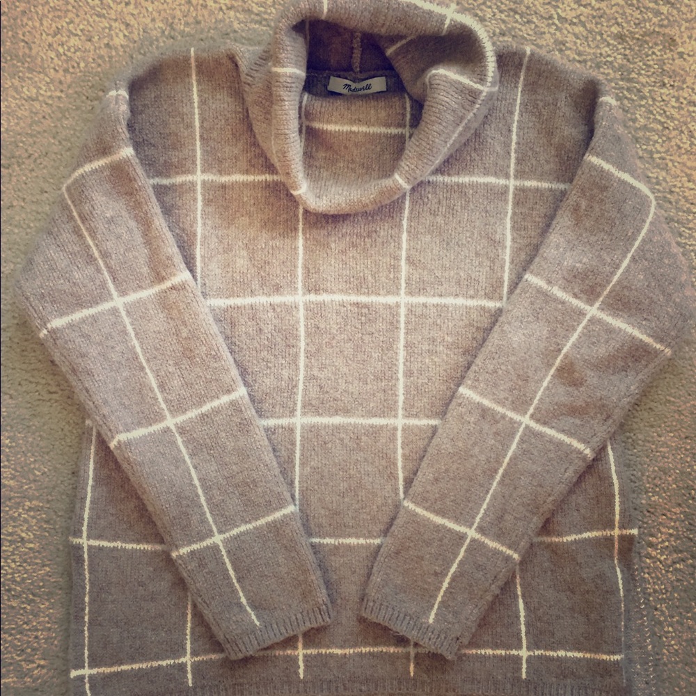 Madewell Windowpane turtleneck sweater